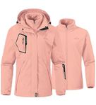 YSENTO Womens 3 in 1 Waterproof Winter Coat Ladies Fleece Lined Ski Snow Hiking Walking Jacket(Pink,M)