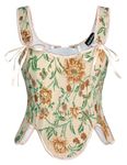 Scarlet Darkness Bustier Tops for Women Renaissance Floral Lace Up Bodyshaper Corset with Zipper, Reminiscence Blooms, 16