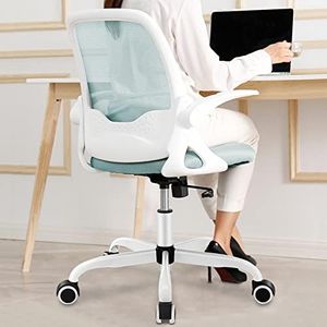 KERDOM Silla de Oficina Ergonómica, Silla de Escritorio con Reposabrazos Plegables, Silla de Computadora de Malla, Silla de Trabajo, Silla Ligera, Silla Giratoria de 360 °