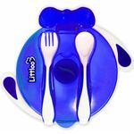 Littloo Feeding Bowl with Fork & Spoon | Suction Cup for Hassle-Free Feeding | Bowl for Kids | Blue | BPA-Free Construction | Standard Output Capacity