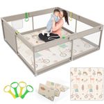 mloong Baby Playpen with Mat, 59x59 Inches Extra Large Playpen for Babies and Toddlers, Indoor & Outdoor Activity Center Play Pens Baby, Safety Baby Fence with palymat