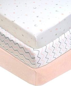 American Baby Company American Baby Company 3 Pack 100% Cotton Jersey Knit Fitted Crib Sheet for Standard Crib and Toddler Mattresses, Blush Pink Star/Zigzag, for Girls