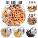 BELLE VOUS 6 Pack Round Clear Glass Storage Jars with Lids - 480ml / 17oz Jam Jar Set - Mason Bottles for Herbs, Spices, Baby Food, Yogurt, Jelly and Honey - Favours for Weddings