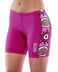 SLS3 Women's Triathlon Shorts | Tri Short for Women | Triathlon Suit Women | 6 inch Black | Slim Athletic Fit (L, Pink Doodle Daisies)