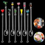 10 Pcs Cocktail Stirrers,Acrylic Drink Stirrers and Cocktail Mixing Spoons,Reusable Cocktail Stirrers Swizzle Sticks with Wine Glass Patterns,Tropical Styles Gin Stirrers for Drinks Tea Coffee Party