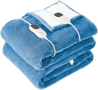 Homemate Electric Heated Blanket King - 100"x90" Heating Blanket King Size Dual Control 1/2/4/6/8 Hours Auto-Off 10 Heat Level Heat Blanket Over-Heat Protection Flannel Sherpa ETL Certification
