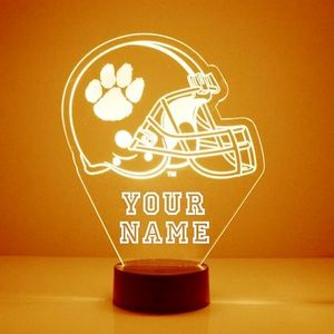 Mirror Magic Store Clemson University Tigers Football Helmet LED Lamp/Night Light for Sports Fans - Personalize for Free