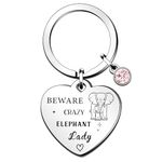 QMVMV Funny Elephant Keyring Gifts Animal Lover Gift Beware Crazy Elephant Lady Elephant Lover Gift For Women