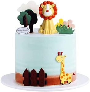 Unimall Global 1 paquet de décorations de gâteau en résine 3D avec motif lion, jungle, safari, animaux de compagnie, décoration de gâteau pour fête prénatale, anniversaire d'enfant
