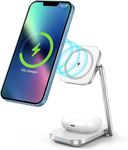 Hinyx Wireless Charger iPhone, Mag-Safe Charger,2 in 1 Magnetic Apple Charger Stand Mag-Safe for iPhone14/15/13/12 Series, Foldable Charger Station for Wireless Charging Phones, AirPods 3/2/Pro 2