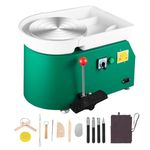 Pottery Wheel, 350W Pottery Wheel Kit for Adults, 25cm Turntable, Clay Tools Set, Detachable Basin, Adjustable Speed Pedal and Handle for Beginners (Green)