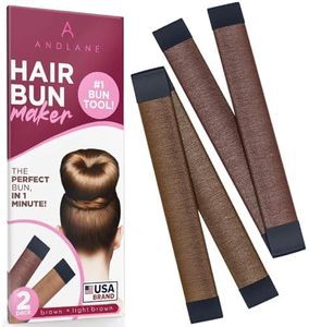 Andlane Hair Bun Maker French Twist Hair Fold Wrap Snap - Ballet Bun for Women and Kids (1 Brown, 1 Light Brown)