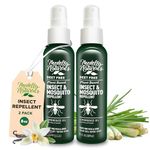 Deet-free Insect & Mosquito Repellent Pack of 2 (8 oz) – Nice Smelling Insect Repellent with Lemongrass Oil Safe for Pets and Kids – Bug Spray for Mosquitoes, Gnats, Black Flies, and No-see-ums