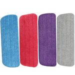 4 Pack Microfiber Mop Pad,Spray Mop Pad Replacement, Reveal Mop Cleaning Pad,Fit for Wet/Dry Spray Mops & Reveal Mops Washable 16.5 * 5.5 Inches. (Red,Blue,Gray, Purple)