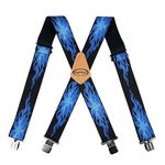 MELOTOUGH Men Solid Flame Suspenders for Big and Tall Work Men Suspenders W/Heavy Duty Strong Clip