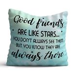 Giftcart Friendship Day Home Decor Cushion Cover 30 x 30 cm (12 x 12) for Friends, BFF Gifts (Good Friends are Like Stars, Polyester Canvas)