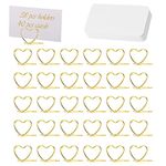 38pcs Mini Place Card Holders, Triangle Shape Wedding Table Number Holders Golden Photo Holder, Table Number Holder Memo Clip Picture Photo Holder, Comes with 40 Blank Table Cards…