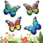 ERHUAN Wall Art Metal Butterfly, 4 Pieces Metal Butterfly Decor Wall, Metal Butterfly Garden Decorations, Metal Iron Butterfly, Colorful Garden Wall Sculptures Indoor or Outdoor Home Decorations