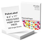 PokeLabel Thermal Printer Paper 8.5 x 11 US Letter for M832 Q302 M08F-Letter M835 Portable Printer, 200 Sheets Black on White Thermal Paper, Writing Quick-Drying Printer Paper, Keep for 10-Year