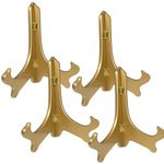 BANBERRY DESIGNS Gold Wooden Easels Premium Quality Folding Display Stand 9" H Set of 4 Easels Ideal for Large Sized Plates Plaques Books Tiles