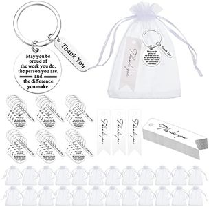 Yinkin 108 Pcs Employee Appreciation Gifts Set Coworker Gifts 36 Keychain 36 Organza Bags and 36 Thank You Cards for Coworker, White