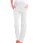 Today's Deals Cheap Stuff Under 1 Dollar Women Casual Cotton Linen Pants 2024 Trendy Fall Causal Elastic Waist Lounge Trousers Lightweight Relax Fit Bottom Deals Today White