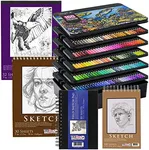 Master 150 Colored Pencil Mega Tin Set with Premium Soft Thick Core Vibrant Color Leads with 4 Different Sketching & Drawing Paper Pads - Artist Art Blending, Shading, Layering, Adult Coloring Books