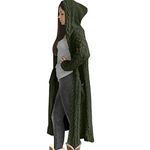 Cable Knit Cardigan for Women Thermal Hooded Neck Solid Knitwear Maxi Coat Oversized Longline Hooded Cape Jumpers Cardigan Loose Fit Soft Abrasion Casual Ladies Tunic Top for Fall Winter (Green, L)