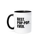 3dRose Best Pop-Pop Ever Gifts for Grandfathers Grandad Grandpa Nicknames Black Text Two Tone Black Mug, 11 oz, Black/White