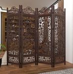 Alif Krafts Wooden Laser Partition Screen || Room Divider Traditional Laser Wooden Stand || Separator for Livingroom Bebroom || Balcony Divider Panel || Brown Color