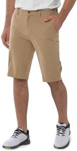 33,000ft Men's Golf Shorts Dry Fit, Lightweight Quick Dry Golf Stretch Shorts with Pockets 11" Inseam for Travel Casual Khaki