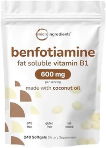 Micro Ingredients Vitamin B1 Benfotiamine 600mg Per Serving, 240 Coconut Oil Softgels | Bioavailable B Vitamins Supplement, Converted to Active Thiamine | Non-GMO, Soy Free