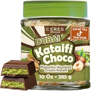 Dubai Spreadable Chocolate– Premium Chocolate Pistachio Spread with Roasted Phyllo, Gourmet Breakfast Chocolate