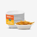 ECO SOUL [250 ml, 100 Pack Disposable Bagasse Bowls | Eco-Friendly, Biodegradable, Sugarcane Paper Bowls | for Serving Snacks & Dinner | Birthday, Wedding & Party |Oval, White
