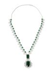 AD/American Diamond jewellery set green stona Latest Stylish Traditional Tibetan Pendant Necklace Set for Women light Weight