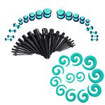 BodyJewelryOnline Adult Acrylic Ear Stretching Kit with Spiral Tapers & Plugs Set 54pc Gauges 14g-00g