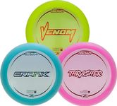 Discraft Z Lite Three Pack – Lightweight Disc Golf Set | Perfect for Men, Women, and Kids | Including – Z Venom, Z Crank, & Z Thrasher | Disc Weight (141g-166g), Color, & Foil Will Vary