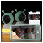 2K WiFi Baby Monitor With Two Cameras, App & 5" Split-Screen Control, Motion&Cry Detection, Night Light, Auto Tracking, PTZ, Night Vision, Humidity & Temperature Sensor, 2-Way Audio, Custom Alert Area