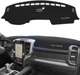 YIZHUOMY Dashboard Cover for Dodge RAM 1500/2500/3500 2019-2022 2023 2024 2025, Suede Dash Board Cover Dash Mat Protector Compatible with RAM Interior Dash Covers Decoration Accessories (Without HUD)