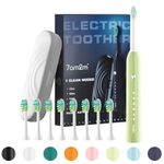 7am2m Electric Toothbrush for Adults, Sonic Toothbrush with 8 Brush Heads, Travel Case, Rechargeable Electric Power Toothbrush with 2 Minutes Build in Smart Timer (Green)