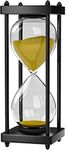 Hourglass 60 Minute Sand Timer: Large 10" Wooden Sand Clock (Yellow Sand) Nautical Handmade Hourglass 60 Min Approx Unique Sand Watch Best for Gift & Decorative Item