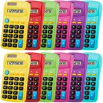 12 Pieces Pocket Size Calculator 8 Digit Display Basic Calculator Solar Battery Dual Power Mini Calculator for Desktop Home Office School Students Kids, 6 Colors