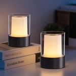 4 Inch Rechargeable Table Lamp Set of 2, Portable Cordless Night Light with Touch Control, 5200mAh Battery Operated Lamp, Dimmable LED Night Lights for Living Room, Bedroom, Camping, Bar (Black)