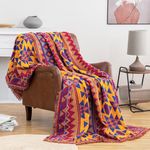 VANJOROY Bohemian Large Sofa Throw Blanket with Tassels,100% Handwoven Thick Cotton Knitted Reversible Sofa Throw for 2 3 4 Seater Settees Armchair Couch and Bed. (130×180cm/51×71in)