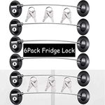 XccMe 6 Pack Refrigerator Locks with 12 Keys,Child Safety Fridge Lock,Refrigerator Lock Combination,Mini Fridge Lock, File Drawer Lock,Toilet Seat Lock with Strong Adhesive (Black)