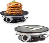 13" Pancake & Crepe Maker Machine - Non-Stick, Portable, Adjustable Temperature Knob, Batter Spreader & Spatula - Perfect for Pancakes, Quesadillas, Rotis, Omelettes, Blintzes & Tortillas - I