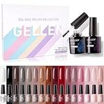 Gellen Gel Nail Polish Set - 16 Neutral Colors Gel Polish With Top Coat & Base Coat, Popular Brown Pink Cool Tones Color Nail Polish, Manicure Set For Women, Nail Art Gel Nail Kit