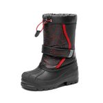 DREAM PAIRS Boys Girls Mid Calf Waterproof Winter Snow Boots for Toddler/Little/Big Kid,Size 3 Little Kid,Black/Red,KAMICK