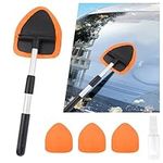 Windshield Cleaner Tool with 4 Microfiber Pads & Extendable Handle,Premium Car Glass Cleaner Tool for Windows,Rearview Mirror,Universal Car Window Cleaning Kit Car Accessories (Orange)