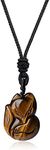 COAI Men's Women's Tiger Eyes Stone Fox Pendant Necklace